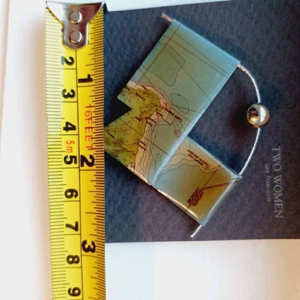 VINTAGE BY TWO Women Of San Francisco Earrings & Pin Matching Set Map Motif - Picture 5 of 8